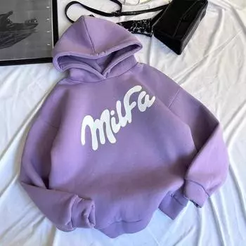 Женская винтажная уличная монограмма с принтом, ленивая осень, толстовка, термотоп, куртка, осень и зима S фиолетовый