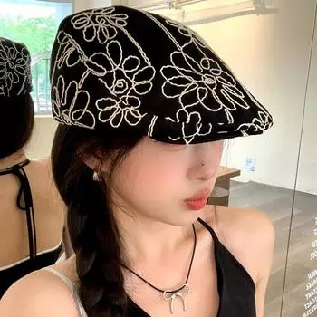Женская винтажная жаккардовая вышивка вперед шляпа сладкий и пряный универсальный берет ниша
