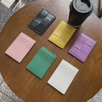 Женская визитница из овчины с несколькими отделениями и кошельком для монет фиолетовый