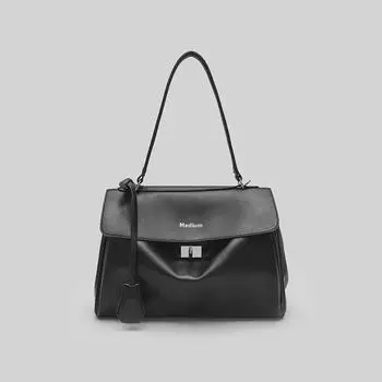 Женская вместительная черная сумка-мессенджер — модная сумка через плечо на осень/зиму 2024 года для поездок на работу.