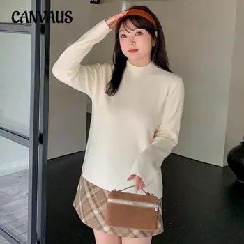 Женская водолазка больших размеров с длинными рукавами и вязаным свитером XL чёрный