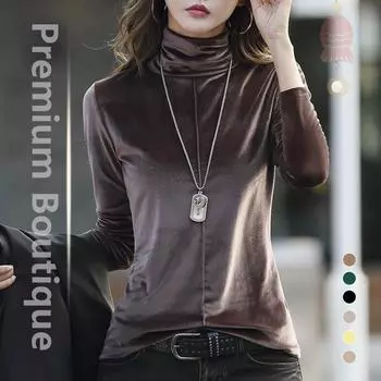 Женская водолазка, футболка с длинными рукавами на весну и осень, новая облегающая внутренняя часть с верхом из золотистого бархата XXL зелёный