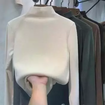 Женская водолазка из бархата с длинными рукавами на осень/зиму XL