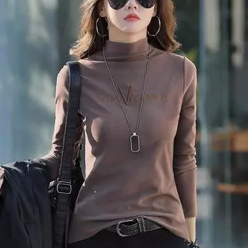 Женская водолазка из немецкого бархата черного цвета 3XL с бархатным нижним краем, универсальная утолщенная футболка с длинными рукавами на осень и зиму S