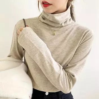 Женская водолазка из немецкого бархата, осенне-зимний стиль, плюс бархат и утолщение, новый новогодний теплый внутренний топ с ворсистым воротником S