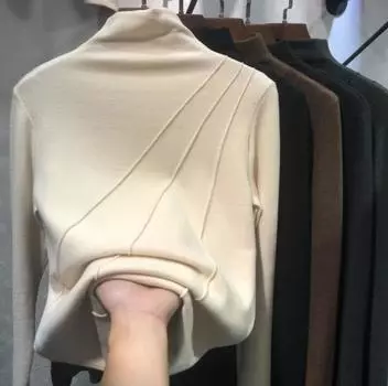 Женская водолазка с длинным рукавом из хлопка с эластичным основанием, топы, нижняя рубашка L серый