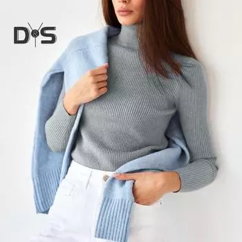 Женская водолазка с длинным рукавом, однотонная рубашка в рубчик, облегающий вязаный пуловер, топы, эластичный трикотаж розовый