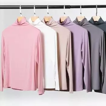 Женская водолазка с длинным рукавом, осенне-зимняя однотонная свободная футболка из модала, уличная одежда 2XL чёрный