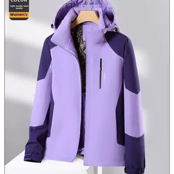 Женская водонепроницаемая куртка, теплая зимняя куртка для снега, горная ветровка, дождевик с капюшоном, куртка M бежевый