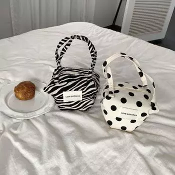 Женская волнистая точка контрастного цвета, сумка в стиле ретро, фея, прогулка, сумка на плечо OneSize бежевый