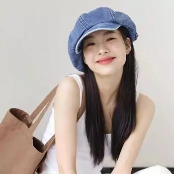 Женская восьмиугольная шляпа мешковатая ретро ковбойская однотонная легкая с длинными полями дышащая солнцезащитная темно-синий