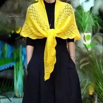 Женская вязаная шаль, однотонная, с бахромой, легкая, универсальная, алая, открытая, вязаная, с узором, шаль-накидка чёрный