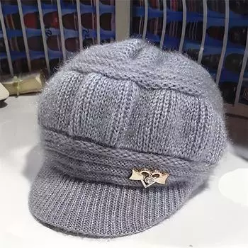 Женская вязаная шапка-бини, утолщенная зимняя шапка, дышащая теплая вязаная шапка для отдыха на открытом воздухе, модный женский аксессуар серый