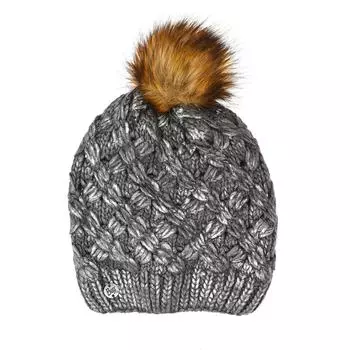 Женская вязаная шапка на флисовой подкладке 100200 TU серебряный