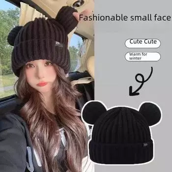 Женская вязаная шапка с кошачьими ушками — милая и теплая на осень и зиму