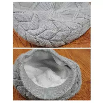 Женская вязаная шапка зимняя теплая вязаная мешковатая шапка-берет шапка-бини лыжная шапка бежевый