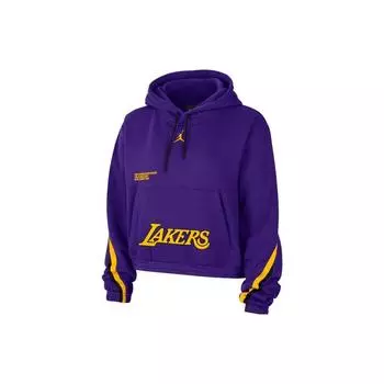 Женская вязаная толстовка с капюшоном Jordan Los Angeles Lakers с алфавитным принтом фиолетового цвета DR2525-504 M