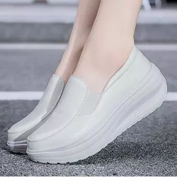 Женская всесезонная обувь для мам с подошвой из ЭВА, туфли-качалки на толстой подошве, клиновидная обувь из губки, женская повседневная обувь 35 белый