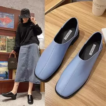 Женская вулканизированная обувь, летние сандалии, женские туфли с квадратным носком и мелким вырезом, маленькие кожаные туфли в стиле ретро во французском стиле 35