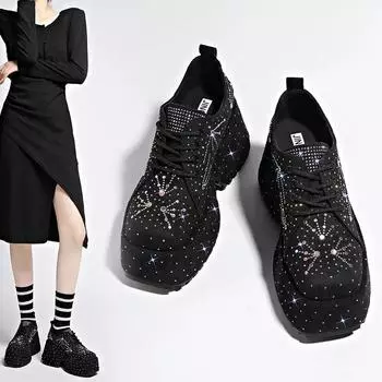 Женская вулканизированная обувь, модная джинсовая обувь Water Diamond 2024 года, женская новая платформа, роскошная удобная повседневная обувь, обувь на платформе 35