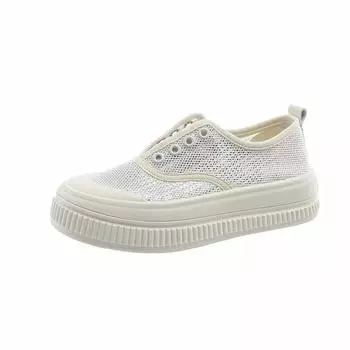 Женская вулканизированная обувь, модная летняя сетчатая повседневная обувь, студенческие повседневные туфли, слипоны, женские кроссовки на платформе 35 покинуть белый