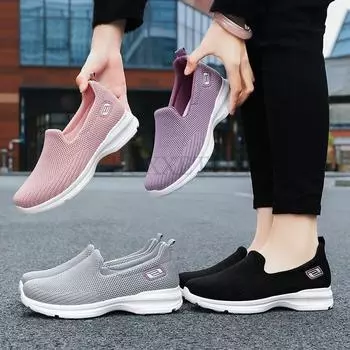 Женская вулканизированная обувь Высококачественные кроссовки Slip on Flats Мужские мокасины Дышащие сетчатые кроссовки для ходьбы Женские кроссовки 37