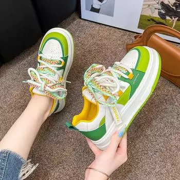Женская вулканизированная обувь, женская повседневная теннисная обувь на шнуровке, толстая подошва, дышащие кроссовки, брендовая дизайнерская обувь 35