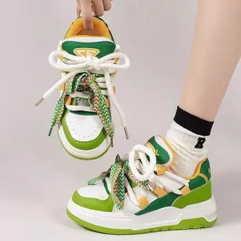 Женская вулканизированная обувь, женская повседневная теннисная обувь на шнуровке, толстая подошва, дышащие кроссовки, брендовая дизайнерская обувь 2024 35 небесно-голубой