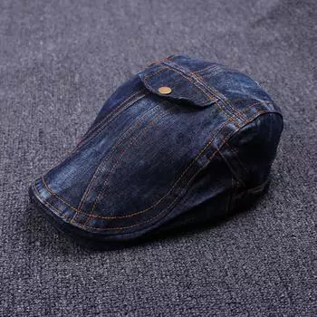 Женская вымытая джинсовая шляпа с накладным карманом спереди, модная повседневная шляпа художника с козырьком Adjustable