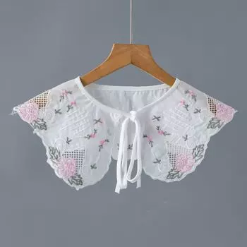 Женская вышитая цветочная блузка с лацканами, съемный воротник, шаль, женская винтажная рубашка, поддельный галстук, аксессуары для поддельного воротника