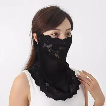 Женская вышитая маска с защитой от ультрафиолета, многоцветная, летняя, с клапаном на шею, дышащая, кружевная, аксессуары для велоспорта