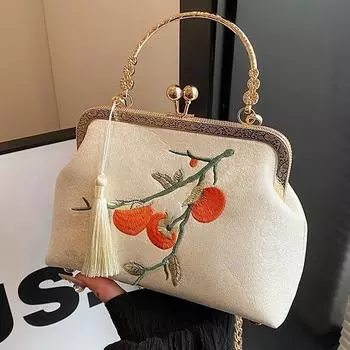 Женская вышитая вечерняя сумочка с бахромой, клатч с верхней ручкой, сумка через плечо с вышивкой, вечерняя сумочка для свадьбы, выпускного вечера