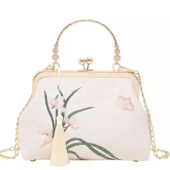 Женская вышитая вечерняя сумочка с бахромой, клатч с верхней ручкой, сумка через плечо с вышивкой, вечерняя сумочка для свадьбы, выпускного вечера розовый