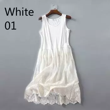 Женская вышивка с цветочным принтом под платьем Нижняя юбка Камзол с длинными рукавами и ремешками Слой из тюля с высокой талией 01 белый