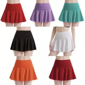 Женская высокая талия Антилегкая фитнес-юбка Тренировка Бег Быстросохнущая йога Спортивные шорты Юбка M