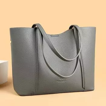 Женская высококачественная кожаная сумка через плечо, сумка-тоут с фирменной надписью, большая сумка