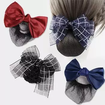 Женская заколка-бантик для волос, модная заколка для волос, вязаный крючком пучок, снуд, головной убор, сетка для волос, элегантная сумка