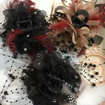 Женская заколка для хвоста в виде акулы с кисточками, бусинами, цветами и перьями, заколка для волос в виде акулы, аксессуары для головных уборов для девочек