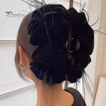 Женская заколка для волос, большая плиссированная бархатная многослойная заколка-бантик, декоративная универсальная заколка для волос, аксессуары для волос красный