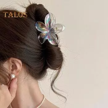 Женская заколка для волос Цветочная форма цветка Задняя часть головы Коготь для волос Украшение для волос Конский хвост Инструмент для укладки волос C