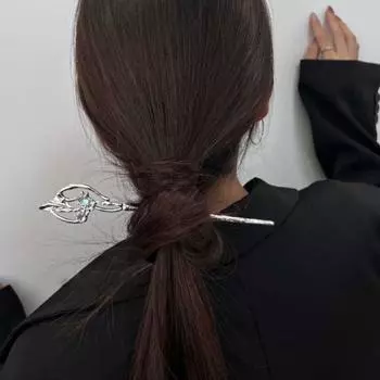 Женская заколка для волос из цинкового сплава с лунным камнем и цинком, серебряная женская заколка для волос в китайском стиле, модный головной убор разноцветный