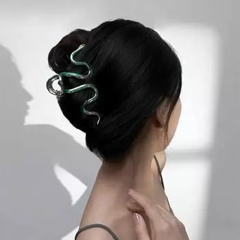 Женская заколка для волос из глянцевого сплава в форме змеи, 11 см, элегантная заколка для волос со стразами, зажим для волос