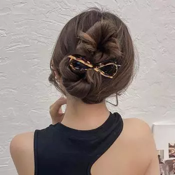 Женская заколка для волос из искусственной кожи с бантом, декоративная заколка для волос на затылке, заколка для волос, головной убор, аксессуары для волос леопардовый