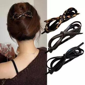 Женская заколка для волос из искусственной кожи с бантом, декоративная заколка для волос на затылке, заколка для волос, головной убор, аксессуары для волос леопардовый