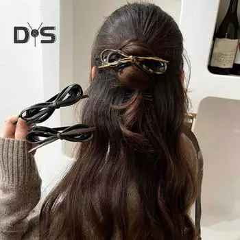 Женская заколка для волос из искусственной кожи с бантом, декоративная заколка для волос на затылке, заколка для волос, головной убор, аксессуары для волос леопардовый