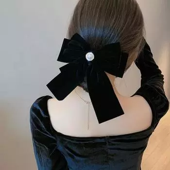 Женская заколка для волос, многослойная искусственная жемчужина со стразами, противоскользящая ретро-украшение для волос, головные уборы, заколка для свиданий, хвост, аксессуары для волос чёрный