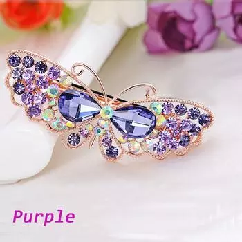 Женская заколка для волос, модная заколка для волос с кристаллами, элегантные аксессуары в виде бабочки ручной работы шампанского