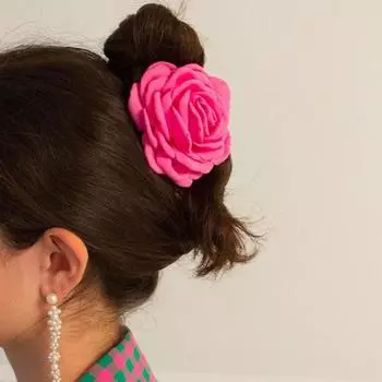 Женская заколка для волос с 3D тканевым цветочным декором, заколка для волос на затылке, большая заколка для волос в форме акулы, аксессуары для волос