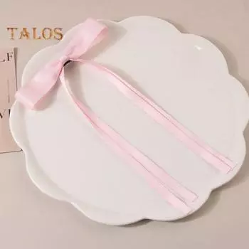 Женская заколка для волос с бантиком, атласная длинная лента в стиле ретро, большой размер, однотонная, противоскользящая, украшение для хвоста, шпилька, аксессуар для волос, заколки для волос розовый