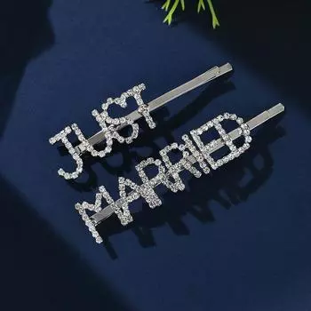 Женская заколка для волос с буквами алфавита, аксессуары для волос, боковая заколка для волос, аксессуары для предложений, стразы, свадебные 2 шт. серебряный